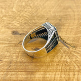 Men's Turkish Handmade Tanzanite Ring | 925 Sterling Silver | Square Blue Gemstone