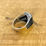 Handcrafted Men's Ottoman Style Black Zircon 925 Sterling Silver Ring