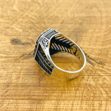 Men's Handmade Ottoman Style Citrine Silver Ring | 925 Sterling Square Stone Jewelry