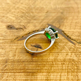 Turkish Handmade Minimalist Emerald Ring - 925 Sterling Silver Green Gemstone Jewelry for Women