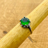 Turkish Handmade Minimalist Emerald Ring - 925 Sterling Silver Green Gemstone Jewelry for Women