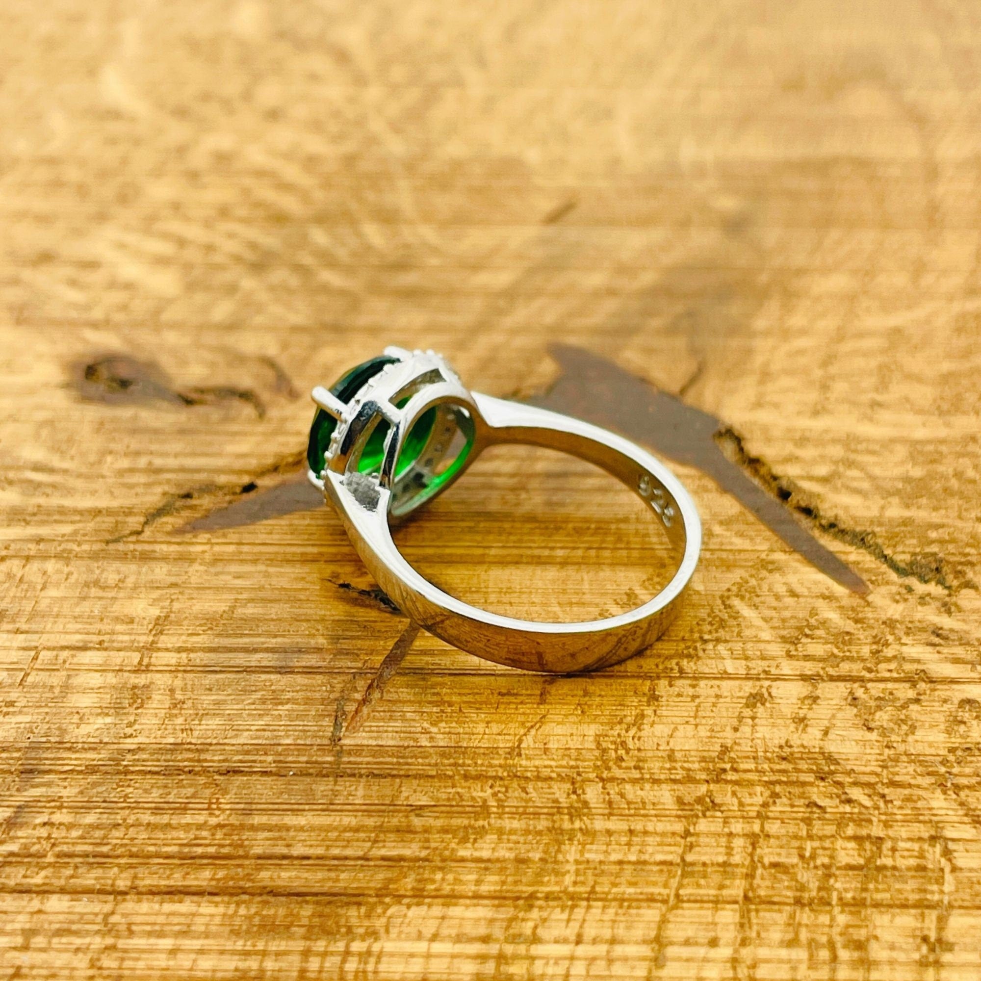 Vintage Emerald 925 Sterling Silver Ring for Women | Turkish Handmade Jewelry Gift