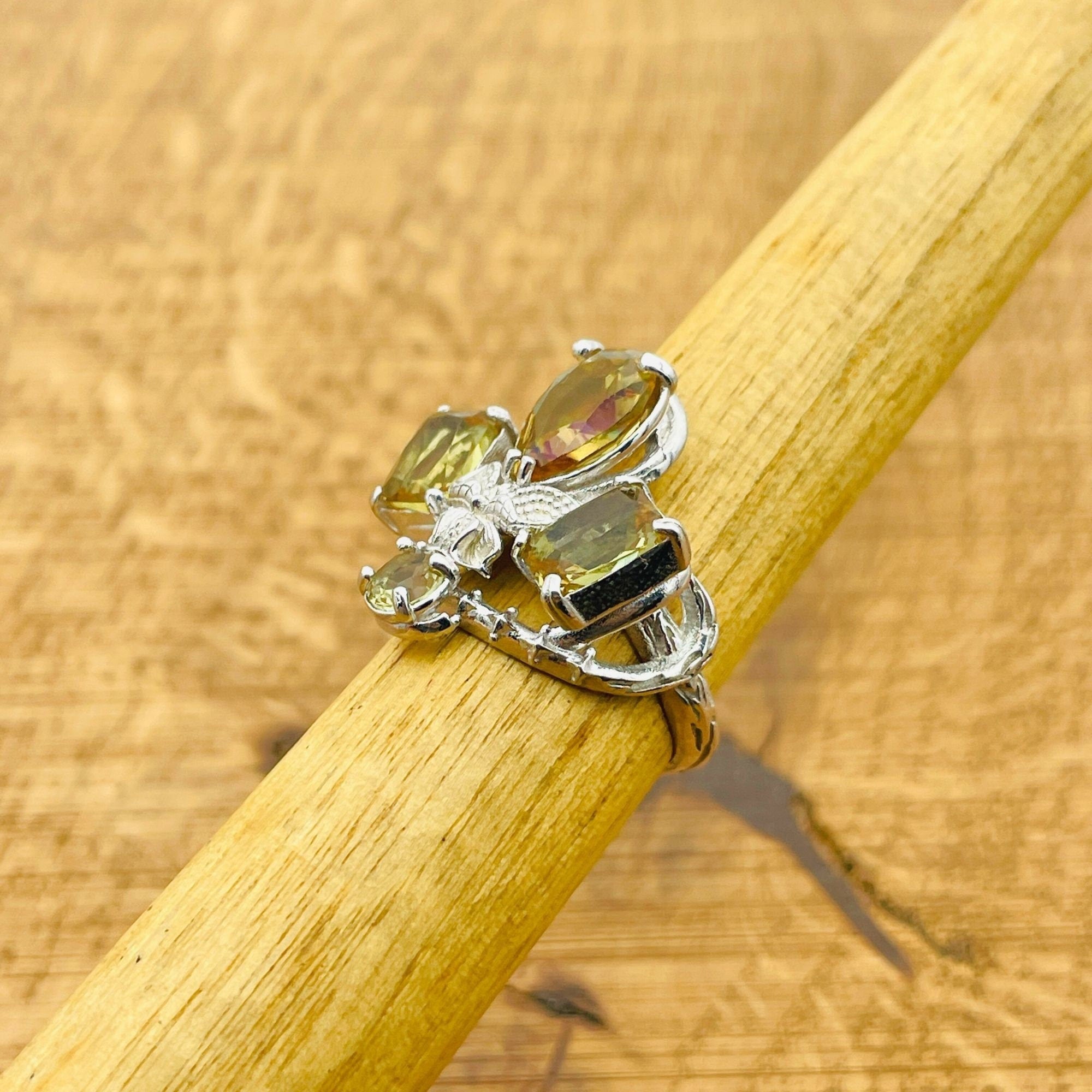 خاتم زولتانيت تركي مصنوع يدويًا | مجوهرات حجر كريم قابلة للتعديل من الفضة الإسترلينية 925 الأصلية