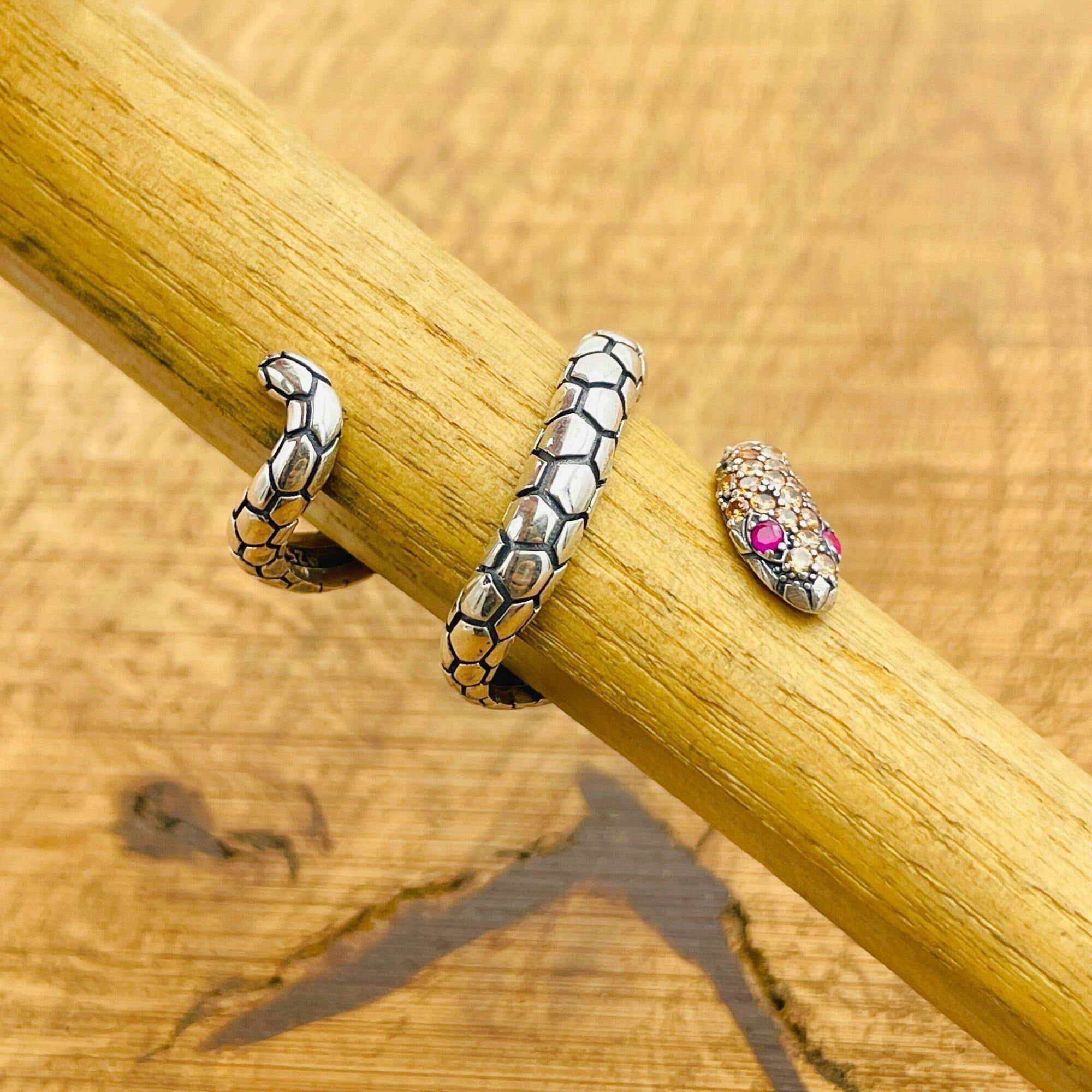 خاتم ثعبان قابل للتعديل من الفضة الإسترلينية 925 التركية الصنع بحجر السترين - هدية جوهرة الثعبان المتألقة