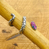 خاتم أفعى من الفيروز البنفسجي المصنوع يدوياً من الفضة الإسترلينية 925 التركية - مجوهرات بيان قابلة للتعديل