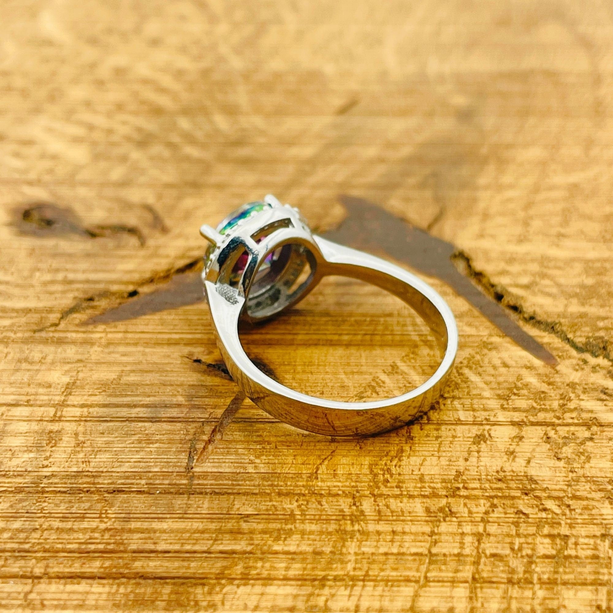 Handmade Turkish 925 Sterling Silver Mystic Topaz Ring - Minimalist & Unique Artisan Jewelry