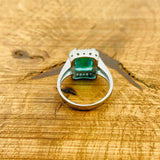 خاتم أكوامارين مربع بسيط | مجوهرات تركية يدوية من الفضة الإسترلينية 925 للنساء