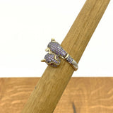 Bague double tigre en améthyste en argent sterling 925 fait main - Bijoux animaux turcs uniques