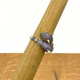 Bague double tigre en améthyste en argent sterling 925 fait main - Bijoux animaux turcs uniques