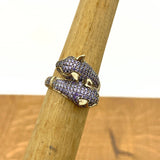 Bague double tigre en améthyste en argent sterling 925 fait main - Bijoux animaux turcs uniques