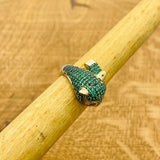 Turkish Handmade 925 Sterling Silver Emerald Tiger Head Ring - Artisan Statement Jewelry Gift