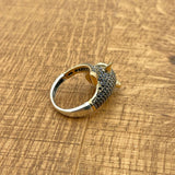 Bague artisanale tête de tigre en onyx noir en argent sterling turc | Bijoux artisanaux unisexes