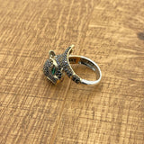 Bague artisanale tête de tigre en onyx noir en argent sterling turc | Bijoux artisanaux unisexes