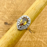 خاتم حجر الزولتانيت الأصفر الطبيعي للنساء - فضة استرلينية 925، صناعة يدوية تركية