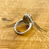 خاتم حجر الزولتانيت الأصفر الطبيعي للنساء - فضة استرلينية 925، صناعة يدوية تركية