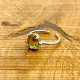 خاتم زولتانيت تركي يدوي الصنع من الفضة الإسترلينية قابل للتعديل - حجر كريم طبيعي يغير لونه للنساء