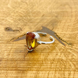 خاتم زولتانيت تركي مصنوع يدويًا قابل للتعديل | مجوهرات حجر كريم فضة استرلينية 925 بسيطة للنساء