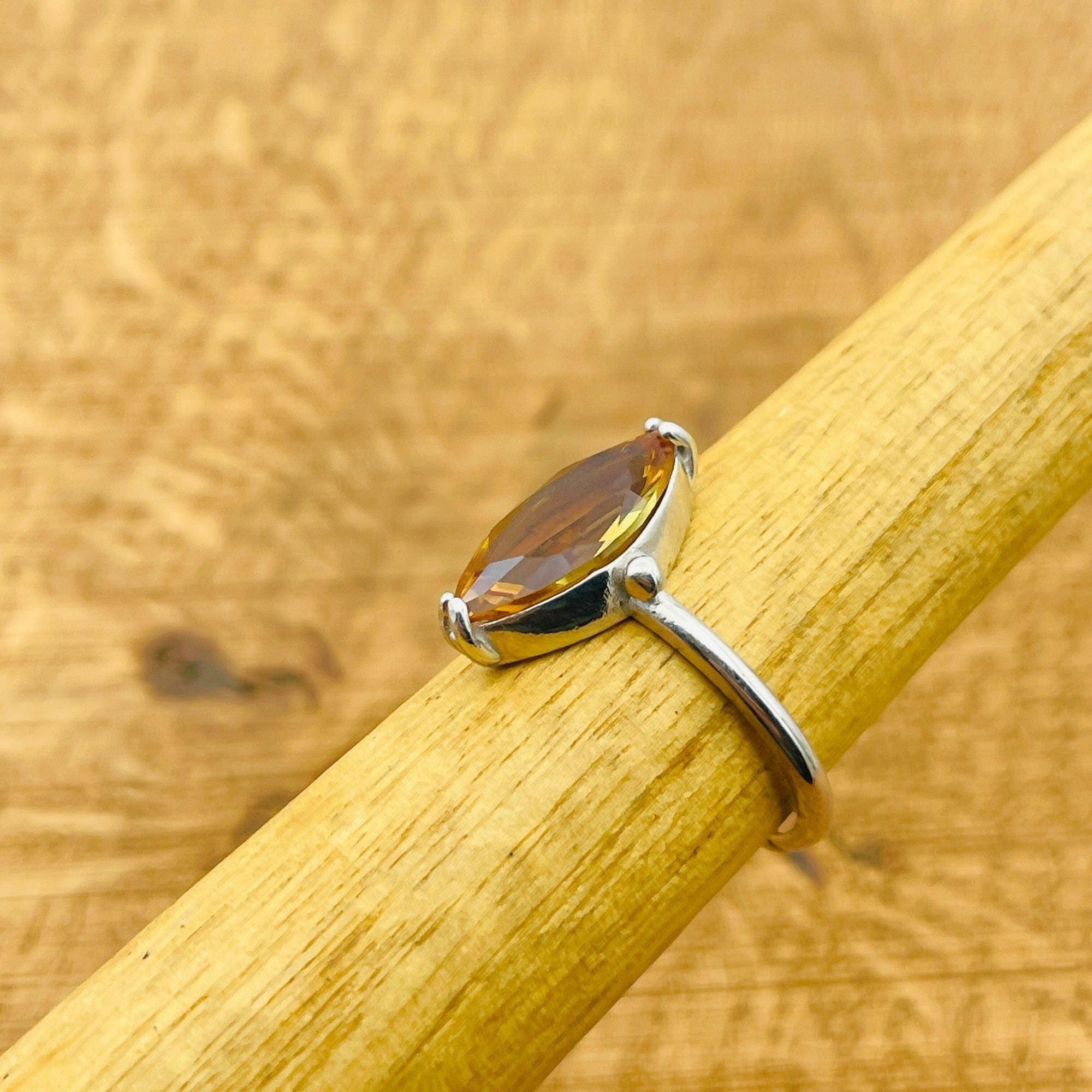 خاتم زولتانيت ماركيز من الفضة الإسترلينية 925 التركية الصنع - مجوهرات نسائية بحجر كريم قابل للتعديل