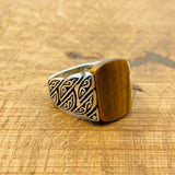 Men's Handmade Sterling Silver Tiger Eye Ring | Vintage Ottoman Turkish Style Jewelry