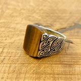 Men's Handmade Sterling Silver Tiger Eye Ring | Vintage Ottoman Turkish Style Jewelry