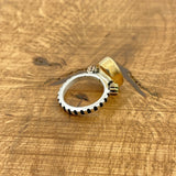 خاتم فضة استرليني فريد مصنوع يدويًا من الجمشت للنساء | مجوهرات جاهزة كهدية مع لمسات برونزية