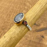 خاتم توباز ميستيك متعدد الألوان مصنوع يدويًا تركي للنساء | فضة استرلينية 925 ولمسة برونزية هدية