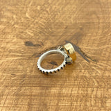 خاتم توباز ميستيك متعدد الألوان مصنوع يدويًا تركي للنساء | فضة استرلينية 925 ولمسة برونزية هدية