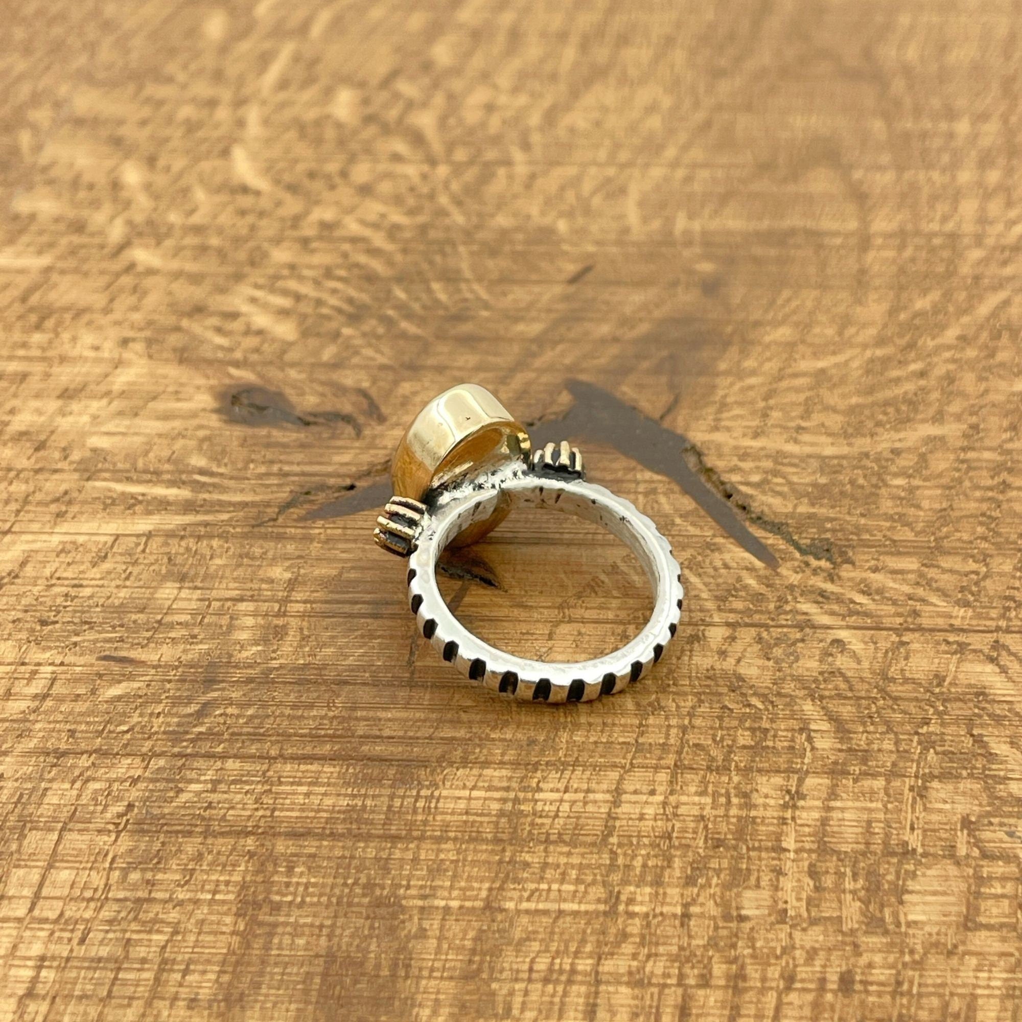 خاتم توباز ميستيك متعدد الألوان مصنوع يدويًا تركي للنساء | فضة استرلينية 925 ولمسة برونزية هدية