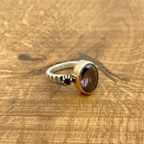 خاتم توباز ميستيك متعدد الألوان مصنوع يدويًا تركي للنساء | فضة استرلينية 925 ولمسة برونزية هدية