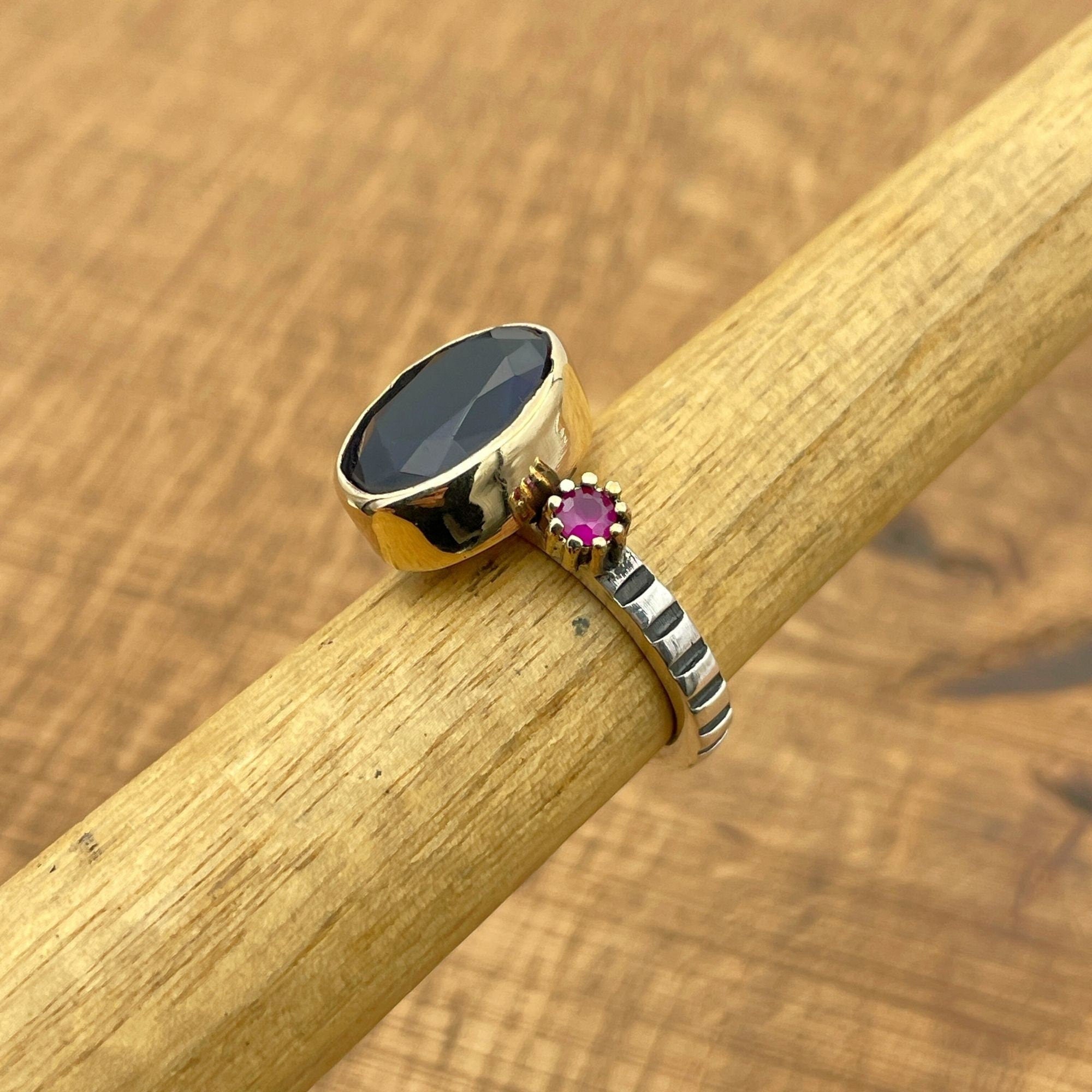 خاتم من الفضة الإسترلينية 925 مزين بالزركون الأزرق للنساء | مجوهرات هدية فريدة من الحرفيين