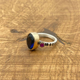 خاتم من الفضة الإسترلينية 925 مزين بالزركون الأزرق للنساء | مجوهرات هدية فريدة من الحرفيين