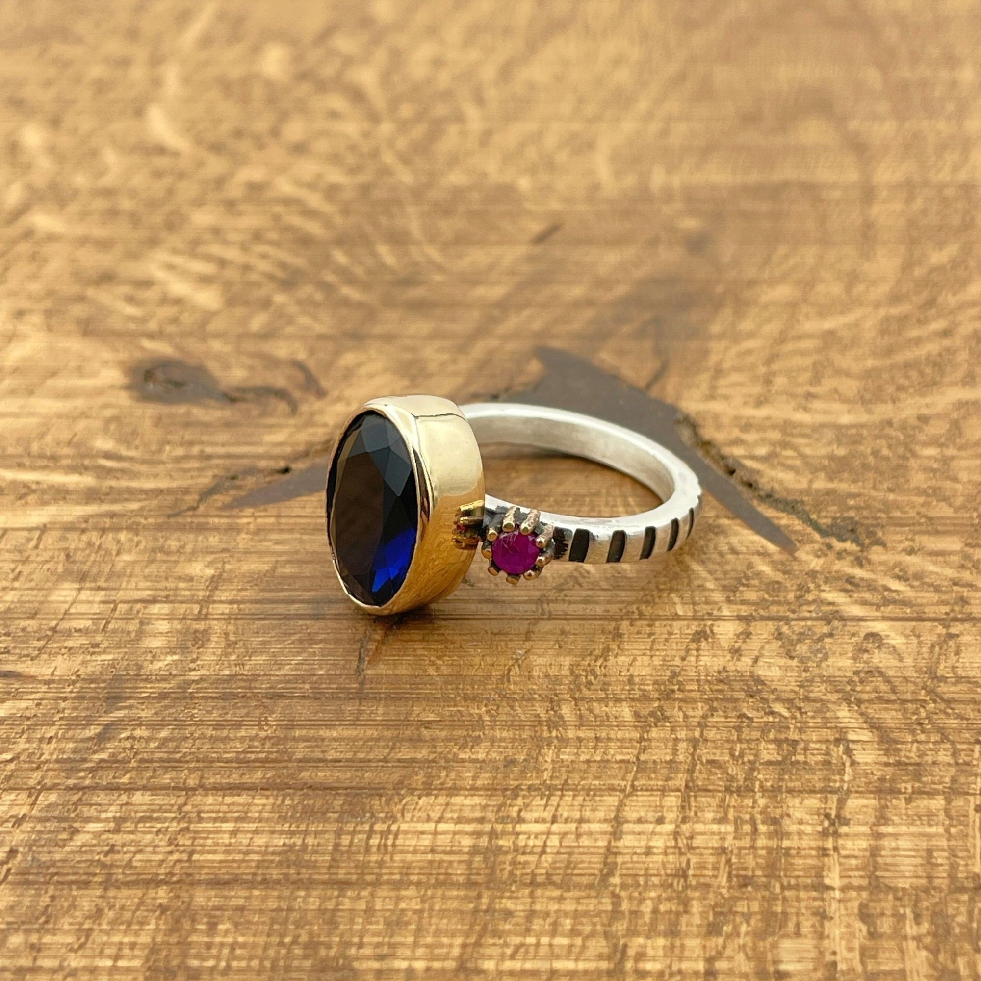 خاتم من الفضة الإسترلينية 925 مزين بالزركون الأزرق للنساء | مجوهرات هدية فريدة من الحرفيين