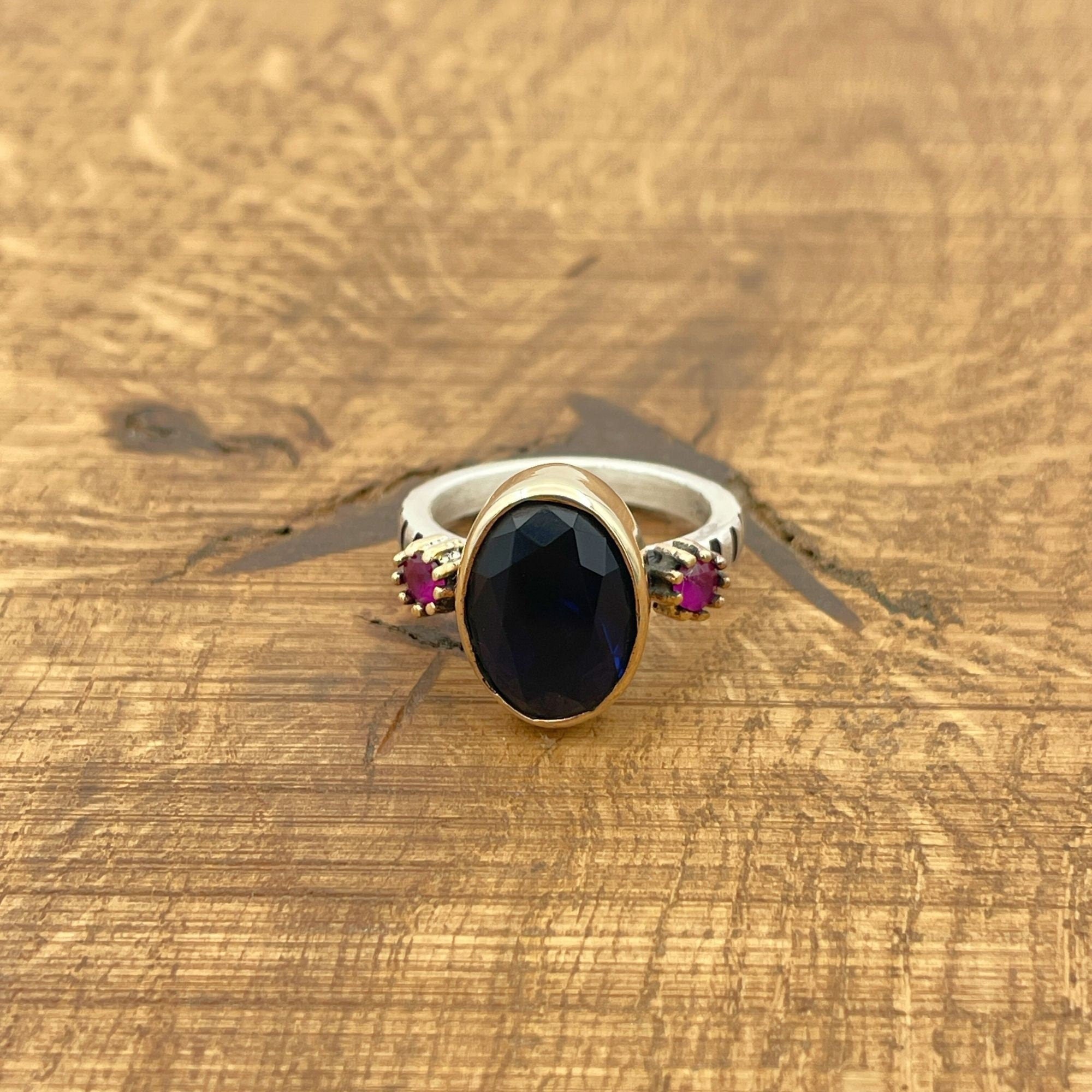 خاتم من الفضة الإسترلينية 925 مزين بالزركون الأزرق للنساء | مجوهرات هدية فريدة من الحرفيين