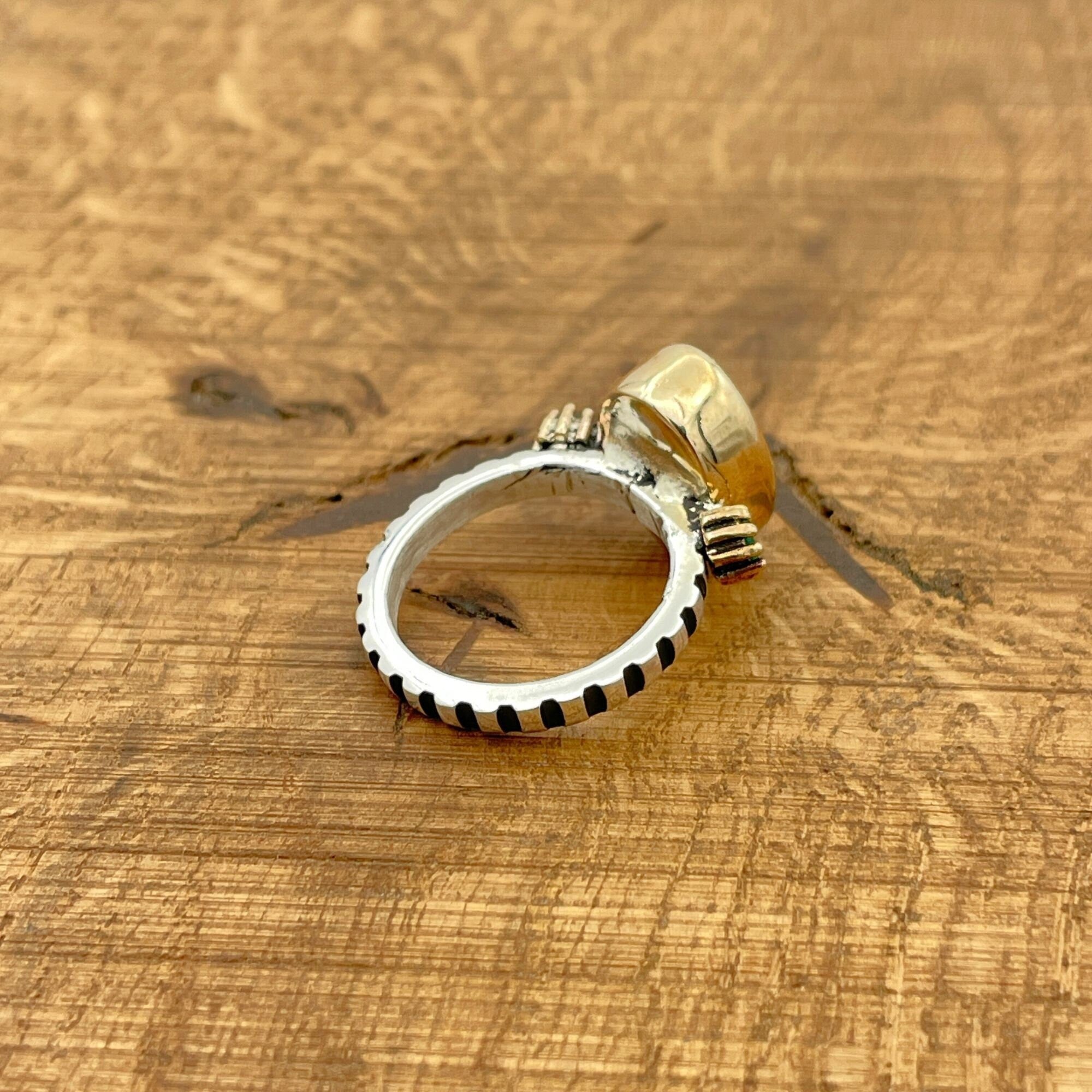 خاتم يدوي الصنع من حجر السترين وفضة استرليني 925 للنساء | هدية مجوهرات فريدة بحجر بروزنيوم مميز