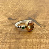 خاتم يدوي الصنع من حجر السترين وفضة استرليني 925 للنساء | هدية مجوهرات فريدة بحجر بروزنيوم مميز