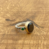 خاتم عقيق أسود مصنوع يدويًا للنساء | مجوهرات تركية من الفضة الإسترلينية 925 والبرونز هدية