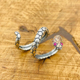 خاتم ثعبان قابل للتعديل من الفضة الإسترلينية 925 التركية الصنع بحجر السترين - هدية جوهرة الثعبان المتألقة