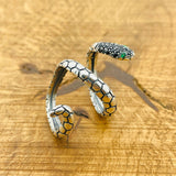 خاتم ثعبان قابل للتعديل من الفضة الإسترلينية التركية مع عقيق أسود مصنوع يدويًا