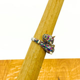 Bague double tigre en argent sterling faite à la main en Turquie avec pierres précieuses multicolores vibrantes