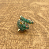 Turkish Handmade 925 Sterling Silver Emerald Tiger Head Ring - Artisan Statement Jewelry Gift