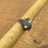 Bague artisanale tête de tigre en onyx noir en argent sterling turc | Bijoux artisanaux unisexes