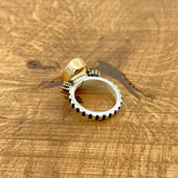 خاتم فضة استرليني فريد مصنوع يدويًا من الجمشت للنساء | مجوهرات جاهزة كهدية مع لمسات برونزية
