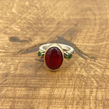 Turkish Handmade Ruby Sterling Silver Ring with Bronze Accents | 925 Sterling Silver Gift for Her