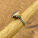 خاتم يدوي الصنع من حجر السترين وفضة استرليني 925 للنساء | هدية مجوهرات فريدة بحجر بروزنيوم مميز