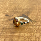 خاتم يدوي الصنع من حجر السترين وفضة استرليني 925 للنساء | هدية مجوهرات فريدة بحجر بروزنيوم مميز