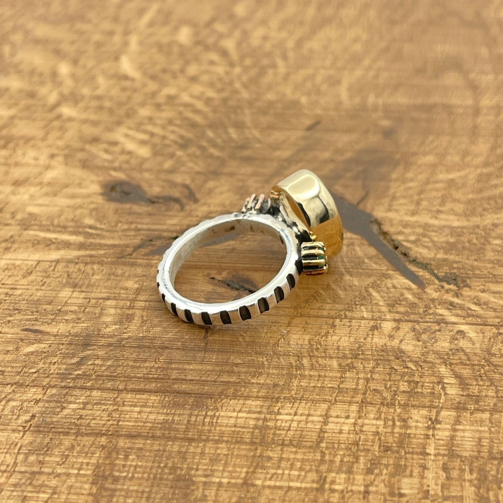 خاتم عقيق أسود مصنوع يدويًا للنساء | مجوهرات تركية من الفضة الإسترلينية 925 والبرونز هدية