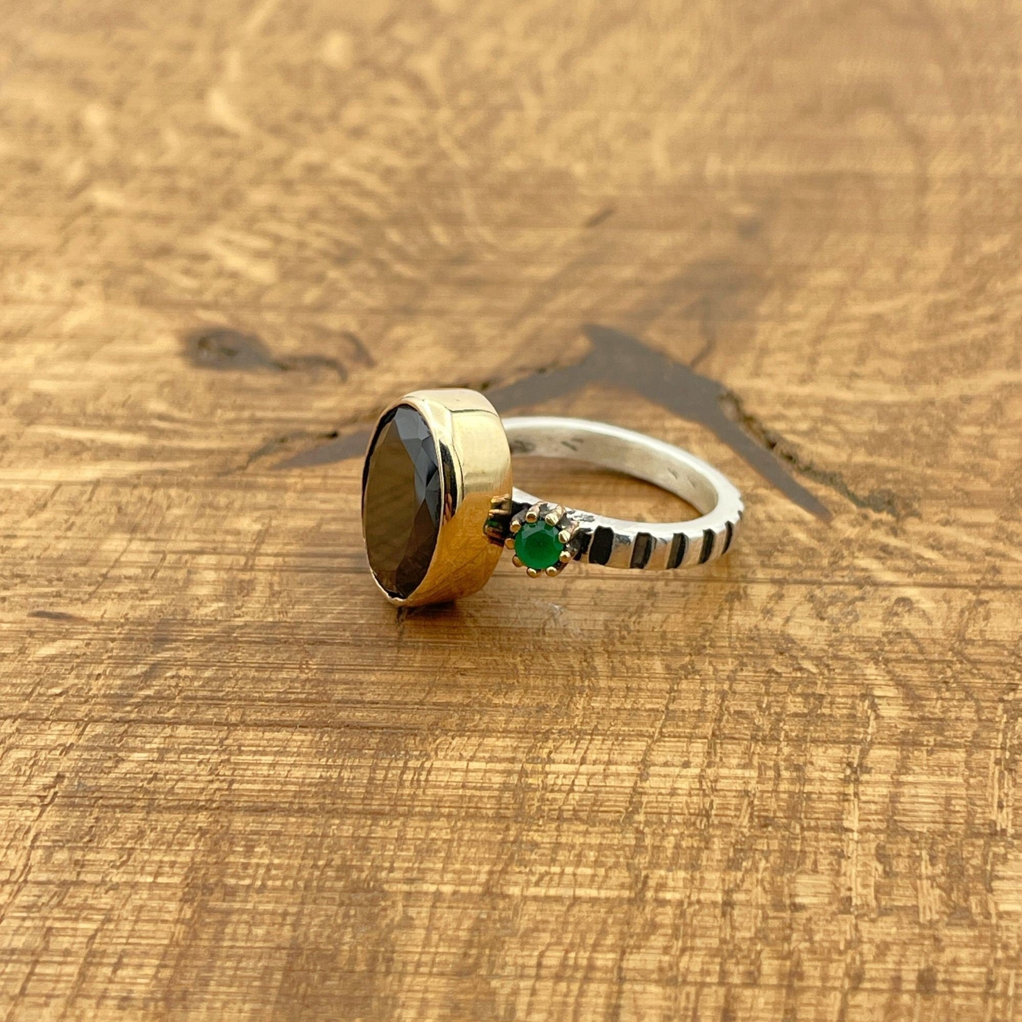 خاتم عقيق أسود مصنوع يدويًا للنساء | مجوهرات تركية من الفضة الإسترلينية 925 والبرونز هدية