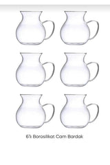 Iliva Professional Heat - Resistant Turkish Tea Glasses with Handles - 6 Pack - TryAladdin