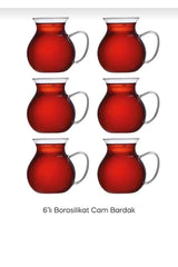 Iliva Professional Heat - Resistant Turkish Tea Glasses with Handles - 6 Pack - TryAladdin