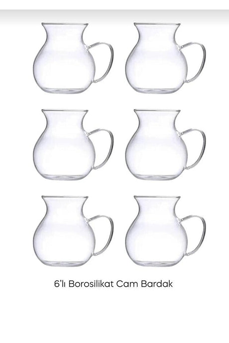 Iliva Professional Heat - Resistant Turkish Tea Glasses with Handles - 6 Pack - TryAladdin